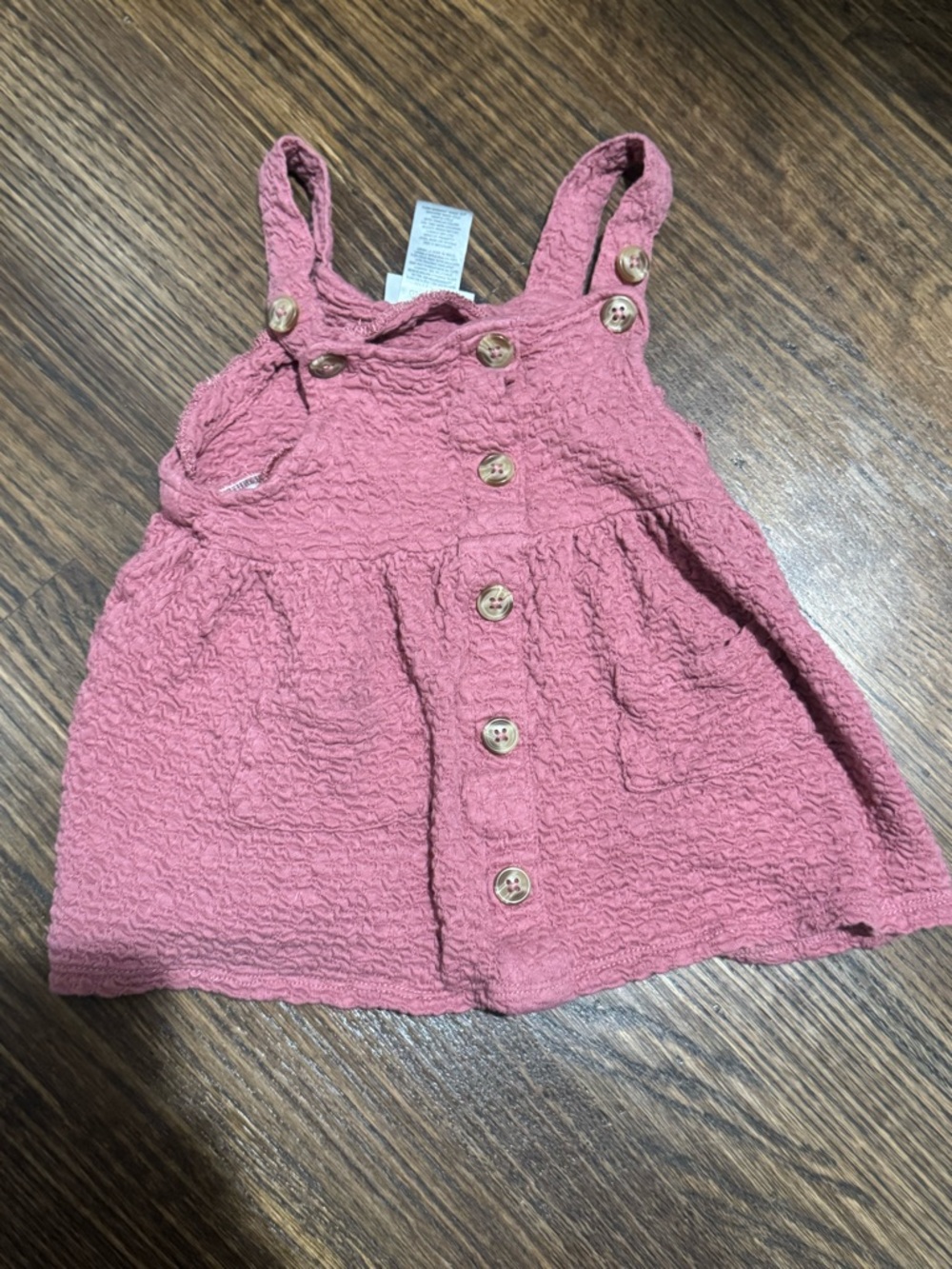 Pink Textured Button-Front Kids Dress